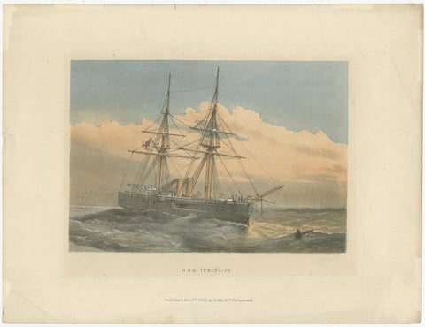 Set of 2 Antique Prints of HMS Ships by Griffin & Co, 1880, view 2