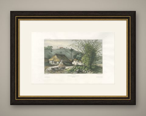 Singapore Environs View, French Exploration Lithograph, La Bonite Voyage, 1845, shown framed