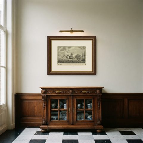 Naval Engagement at Unalata, Guam: The Peril of HMS Success, circa 1790, shown framed in a room