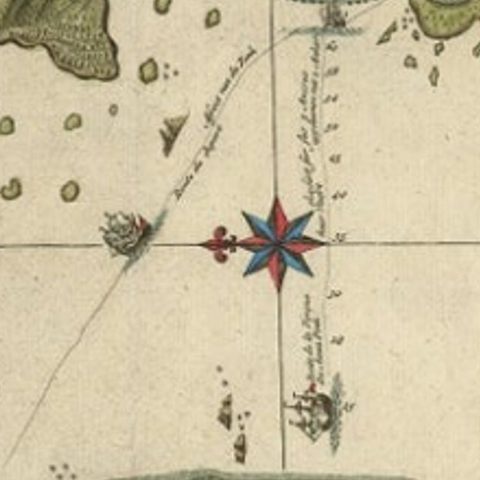 Chile Coast Bay Map, Antique 1749 Chart by Anson from Voyage Around the World, close-up 2