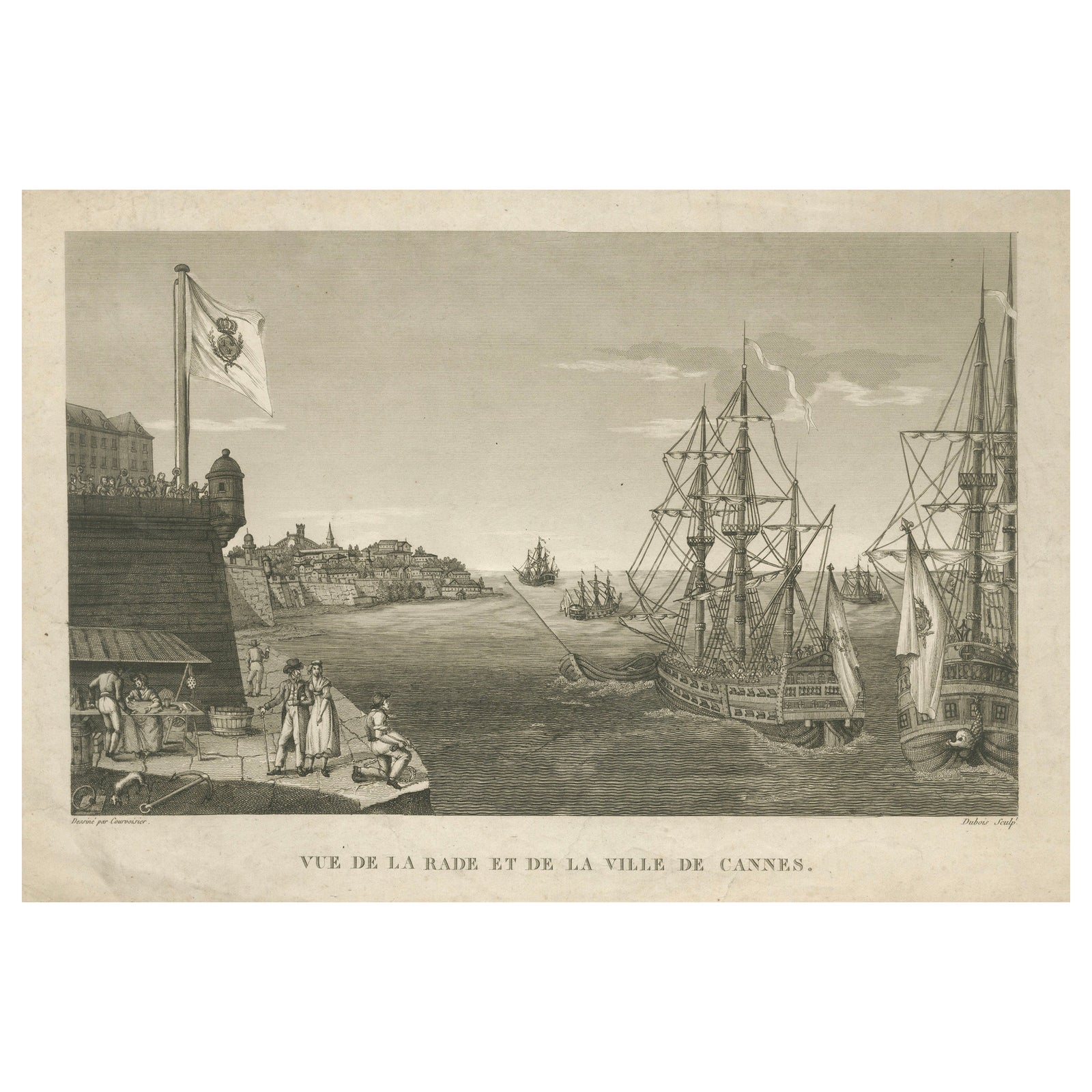 View of the Harbor of Cannes, Engraving by Dubois after Courvoisier, 1784