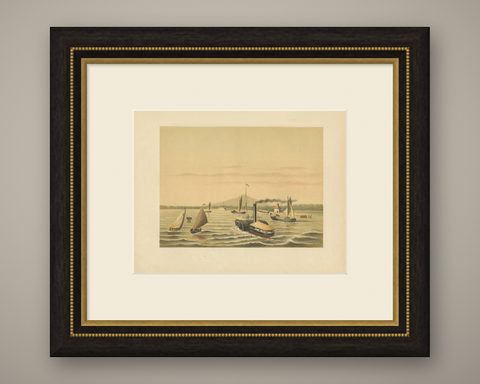 Antique Print of the Ciliwung Paddle Steamer by M.T.H. Perelaer, 1888, shown framed