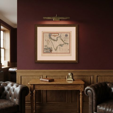 Blaeu Strait of Magellan Map, Tierra del Fuego, Decorative Sea Chart, 1642, shown framed in a room