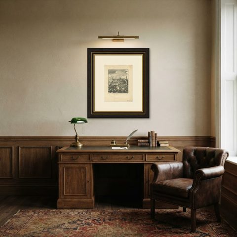 Antique Print of a Shipwreck Near Arrakan in India, 1775, shown framed in a room