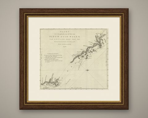 Original Copper Engraving of the Northeast Coast of Australia, 1803, shown framed