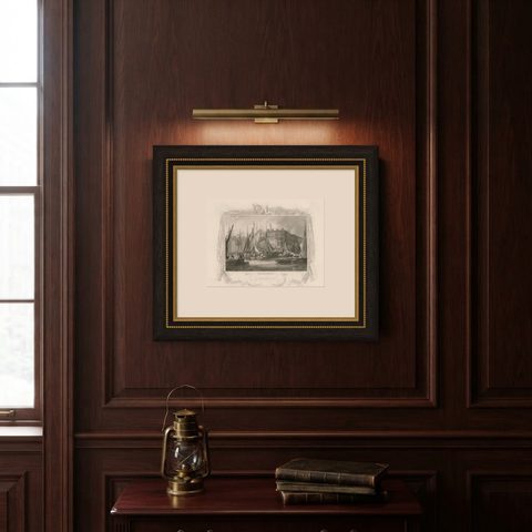 Billingsgate Market in the 1830s: A Hub of London's Maritime Commerce, 1835, shown framed on a wall