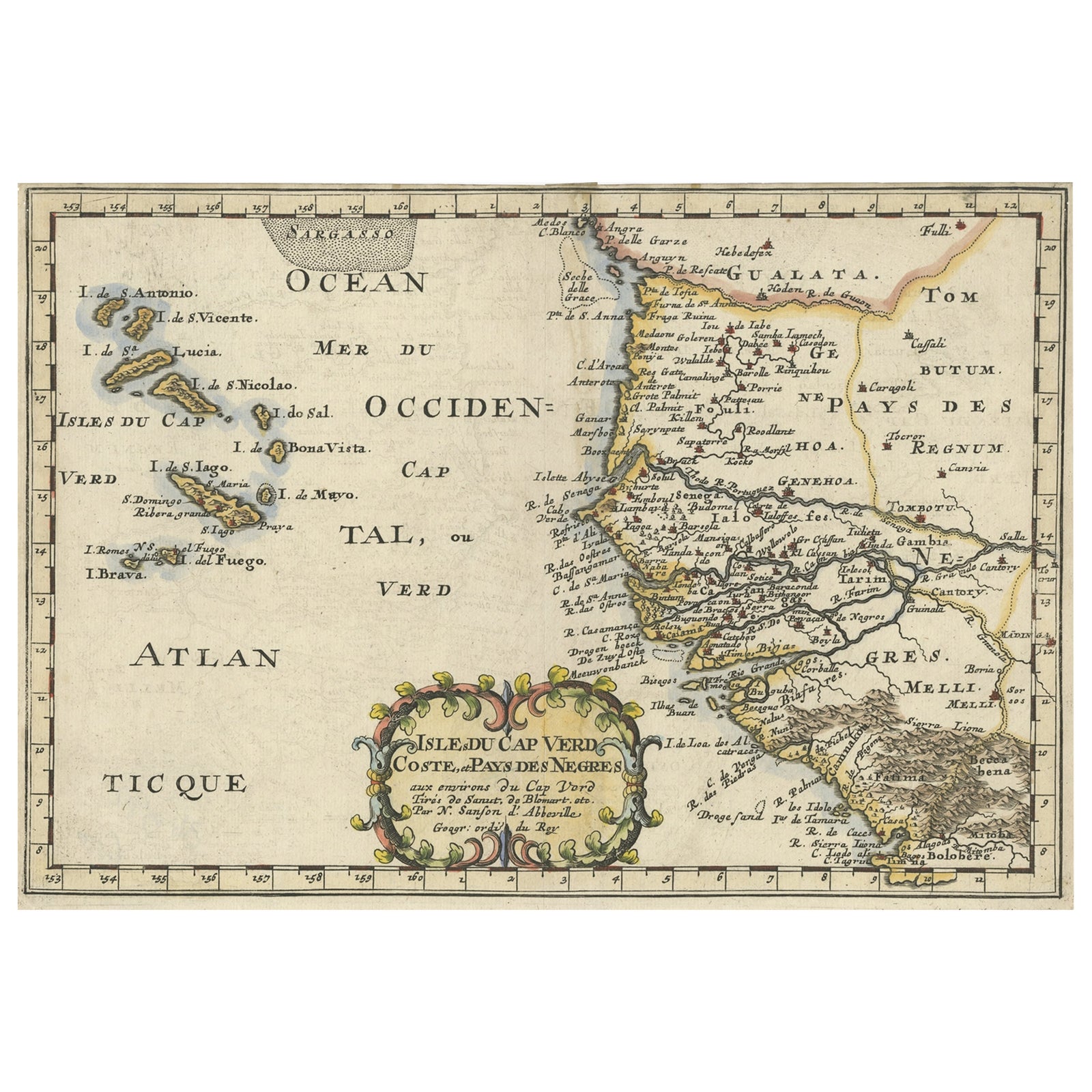Antique Map of the Coast of Africa and the Cape Verde Islands, ca.1680
