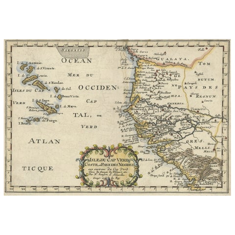 Antique Map of the Coast of Africa and the Cape Verde Islands, ca.1680