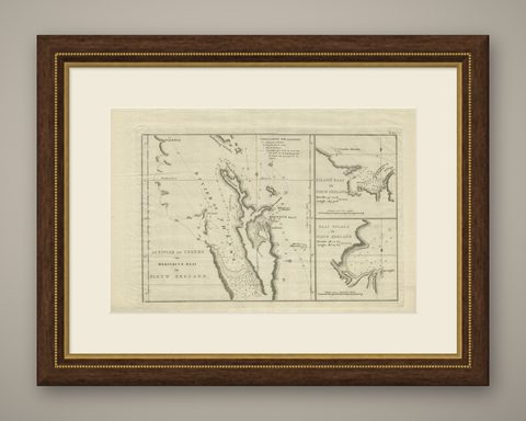 Detailed Map of New Zealand Showing the Route of Capt. Cook's First Voyage, 1803, shown framed