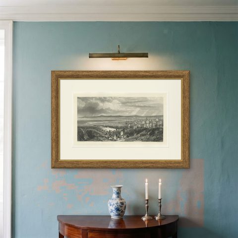 Old Decorative Maritime Print of Ships in an Harbour, Possibly England, C.1860, shown framed on a wall