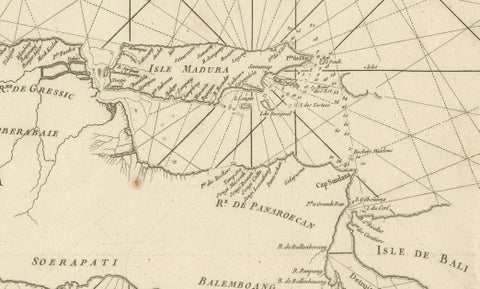 Antique Sea Chart Java Indonesia, Mannevillette Neptune Oriental 1775, close-up 3