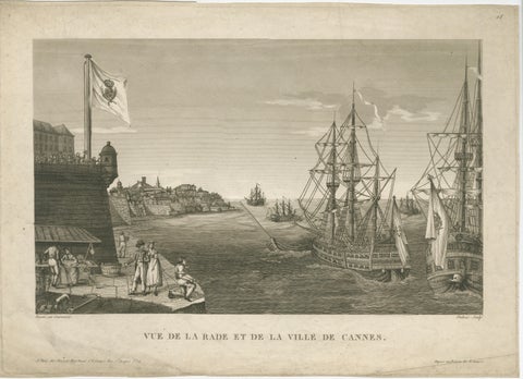 View of the Harbor of Cannes, Engraving by Dubois after Courvoisier, 1784, view 2