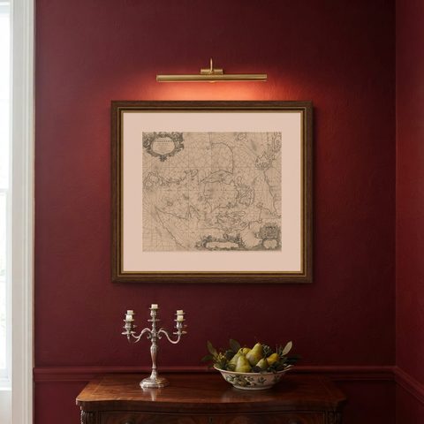 Nautical Chart of Skagerrak and Øresund by Johannes van Keulen, 1680, shown framed on a wall