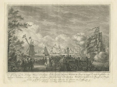 Antique Print of the Sailing Tour on the IJ River , Amsterdam, 1768, close-up 1
