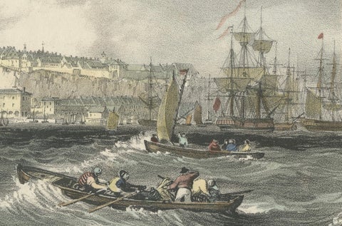 City of Quebec from the Harbour: A Vibrant 19th-Century Maritime Lithograph, close-up 2