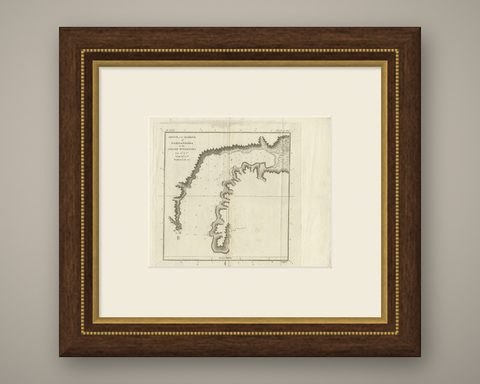 Antique Map of the Harbour of Samganoodha by Cook, c.1781, shown framed
