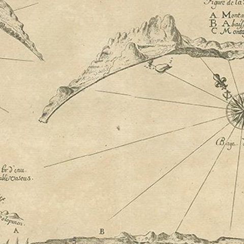 Rare Map of Six Coast Views and Anchorages of Sierra Leone and Indonesia, 1660, close-up 2