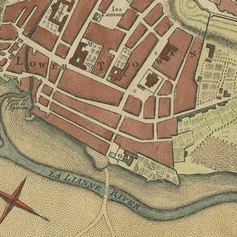 Antique Plan of the Town and Harbour of Boulogne-sur-Mer by Barrow 'c.1760', close-up 2