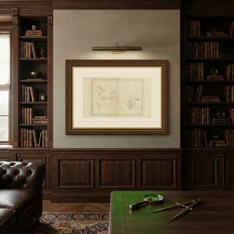 Antique Chart of the Friendly Islands or Tonga in the Pacific Ocean, 1785, shown framed on a wall