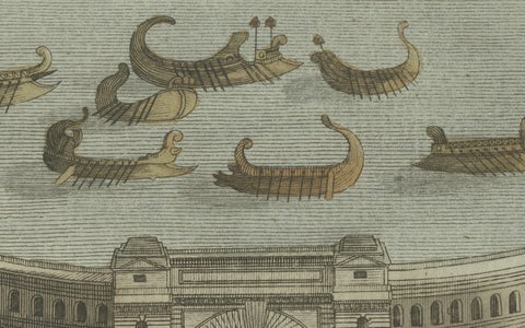 Original Antique Print of Roman Naval Battles and Warships by Bertuch, c. 1800, close-up 5