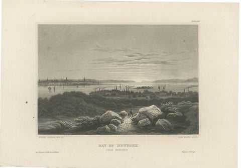 Bay of New York from Hoboken, Antique New York Harbor Engraving, c.1850