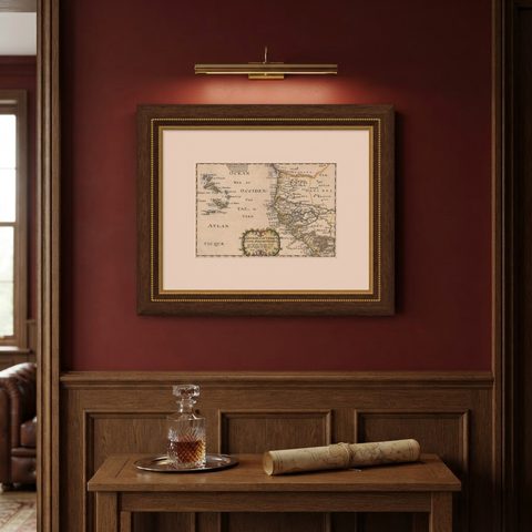 Antique Map of the Coast of Africa and the Cape Verde Islands, ca.1680, shown framed on a wall