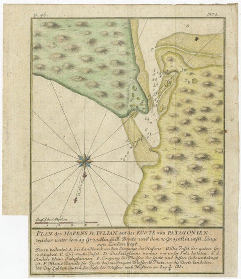 Antique Plan of Plan of St. Julian's Harbour on the Coast of Patagonia, view 2