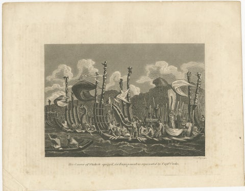 Naval Might of Tahiti: War Canoes Observed by Captain Cook, circa 1817, view 2