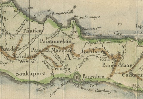 Java and Bali with Borneo Coast, 18th Century French Colonial Map, close-up 3