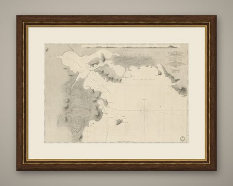 Antique Map of Part of the Chinese Coast, Explored by the French, Ca.1852, shown framed