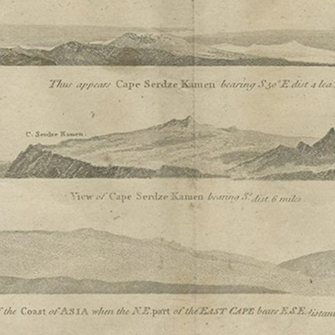 Antique Print with Coastal Views of Asia by Cook, c.1784, close-up 2