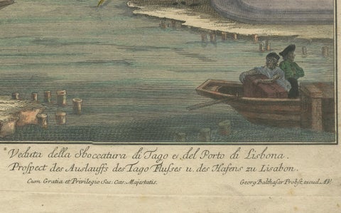 Lisbon Harbour View, Optical Print of Port and Tagus River c.1780, close-up 4