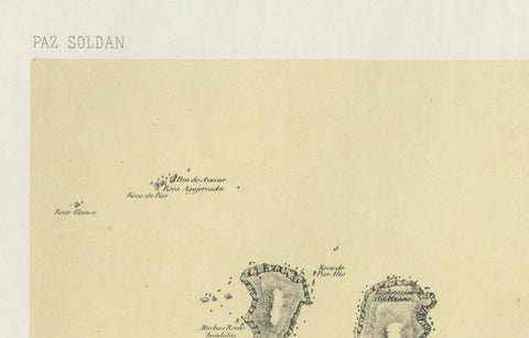 Chincha Islands Antique Lithograph 1865, Map & Coastal Scene, Peru, close-up 3