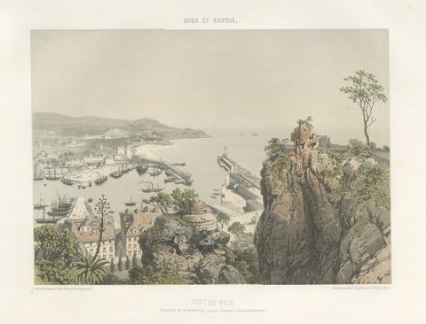 Antique Print of the Port of Nice in France, c.1865, close-up 1