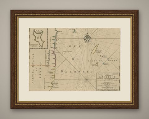 Map of the Mozambique and Tanzania Coast & Inset Map of Anjouan Island, ca.1700, shown framed