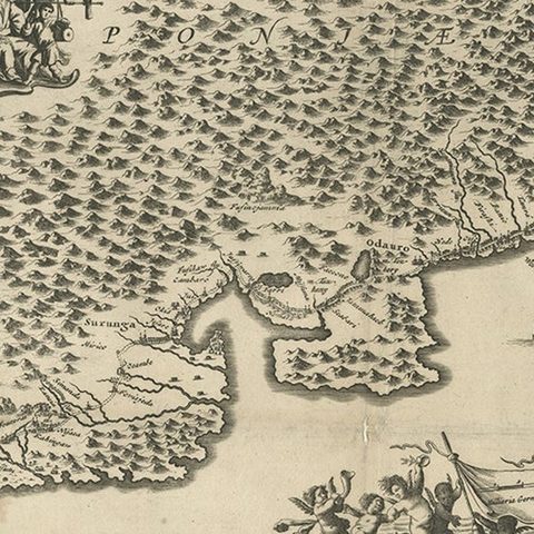 Map of Japanese Coast from Osaka to Tokyo & the Kyushu and Shikoku Islands, 1669, close-up 1