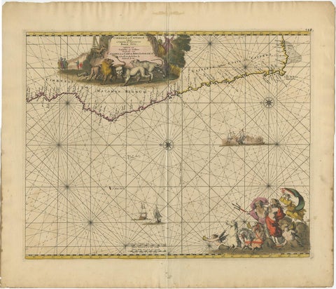 Antique Map of the Coast of Angola Up to Port Elizabeth in South Africa, 1675, view 2