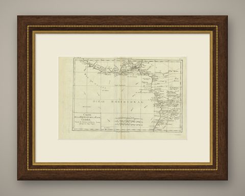 Antique Map of the Coast of Guinea, Africa, c.1780, shown framed