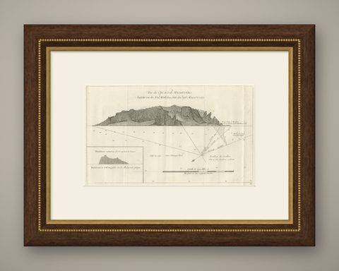 Old Print of the North-West Coast of Masafuero or Alejandro Selkirk Island, 1774, shown framed