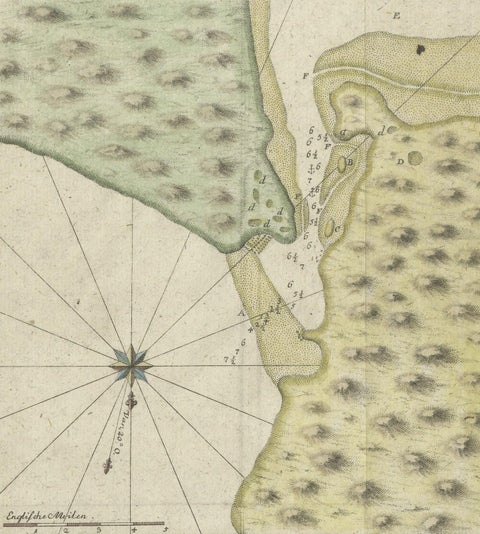 Antique Plan of Plan of St. Julian's Harbour on the Coast of Patagonia, close-up 5