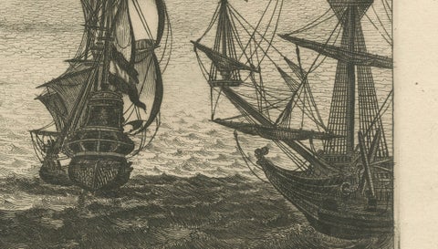 Rare View of Olinda Pernambuco Brazil and Dutch Fleet, 1671, close-up 3