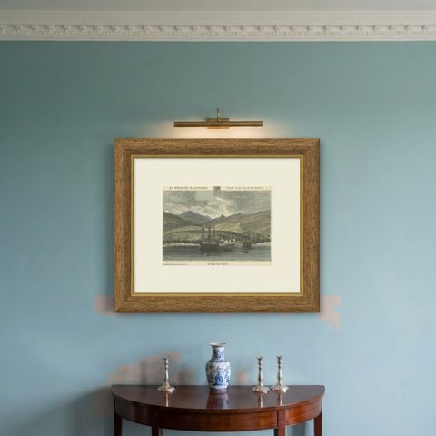 Rade de Taïti: 1883 Hand-Colored Engraving of Tahiti Harbor, La France Illustree, shown framed on a wall
