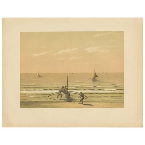 Antique Print of Local Vessels in the Sunda Strait in Indonesia, 1888