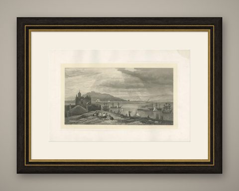 Antique Maritime Print with Various Vessels, circa 1860, shown framed