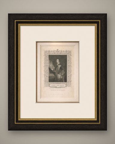 Antique Portrait Lord Rodney, British Naval Hero Engraving c.1850, shown framed