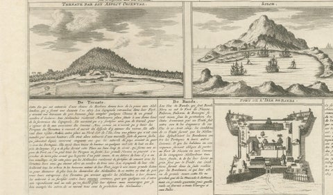 Antique Dutch East Indies Forts Engraving, VOC Batavia, Ambon & Banda, c.1719, close-up 5