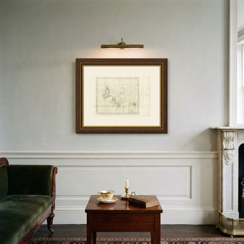 Antique Map of Kerguelens Island Coast by Cook, 1784, shown framed on a wall