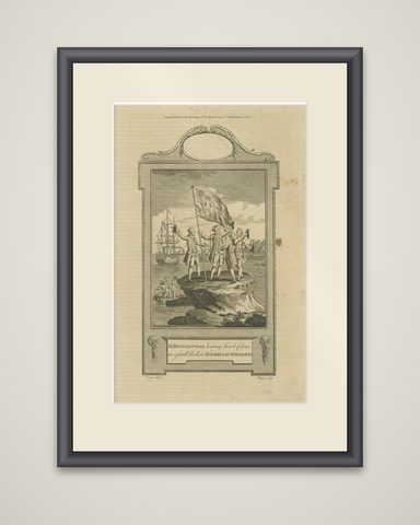 Bougainville's Claim in the Magellan Straits, circa 1767, shown framed