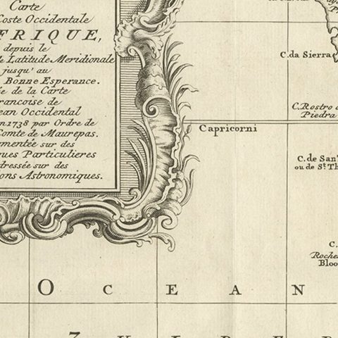 Dutch Antique Map of the West Coast of Africa, to the Cape of Good Hope, 1747, close-up 3