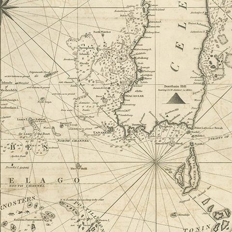 Antique Map of Straits of Makassar by J.W. Norie, Engraved Chart, 1820, close-up 1